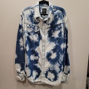 Cult of Individuality Front Snap Closure Tie Dye Shirt - XXL
